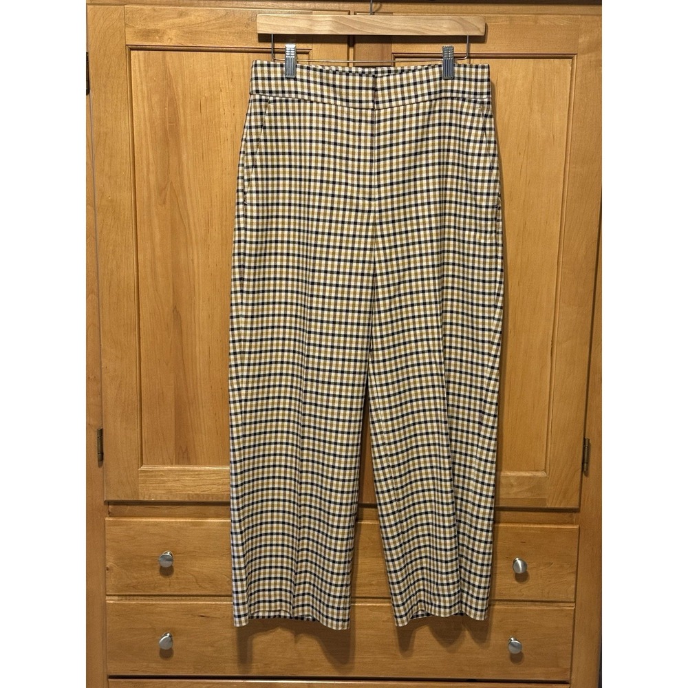 ANN TAYLOR Tailored Wide Leg Trousers Pants Fall Colors Yellow Black White Sz 4